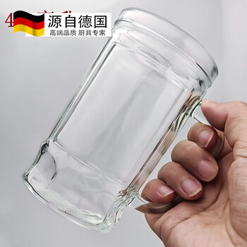 Tuojin thickened beer cup with handle printed beer cup wholesale glass tea cup household cup large capacity water cup set 400ml glass cup 2 pack