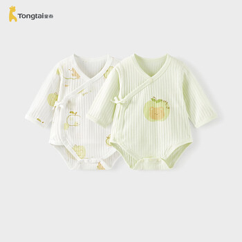 Tongtai (tongtai) baby bag, summer pure cotton baby jumpsuit, newborn clothes, triangle romper, green 59cm