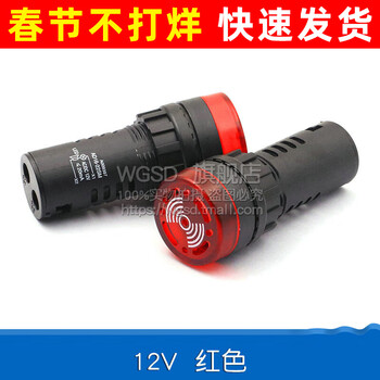 Dafurui buzzer intermittent sound and light with light led flash alarm ac and dc ad16-22sm12v24v36v48v220 12v red (1 piece)