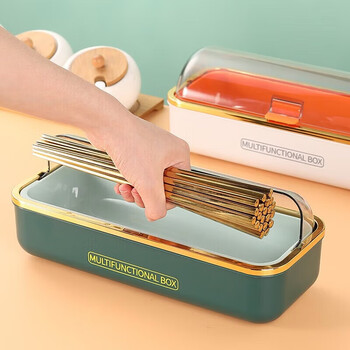 Haiyanzhitian chopstick tube spoon chopstick storage box storage rack dust-proof and drainable chopstick basket tableware storage box chopstick cage box light chopstick box - phnom penh dark green