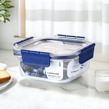 Lock&lock glass crisper refrigerator storage box lunch box kitchen fresh food sealed box square 750ml