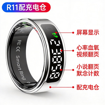 Sae2026 new smart ring displays time steps, multi-functional heart rate, blood oxygen, sleep health monitoring, step counting, running video, novel page turning ring, fashionable silver, heart rate and blood oxygen/remote photo/video page turning, no. 10, inner diameter 20mm, circumference 62.8mm