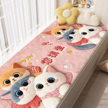 Bay window mat, thickened cartoon bay window mat, imitation cashmere bay window blanket, plush cushion for cooling, thickened window sill mat, bedroom length mc-warm pile of kittens-imitation cashmere 60 x 160 cm fine plush