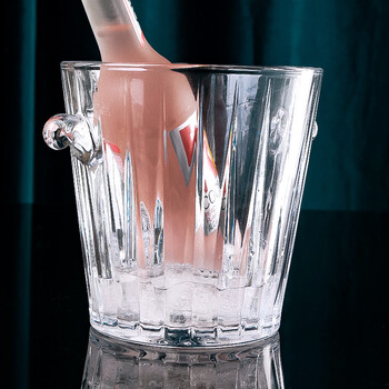 Wozhiwo commercial high-value ktv special transparent crystal glass ice bucket champagne beer hotel ice storage bucket large capacity transparent (2.2l + ice clip)