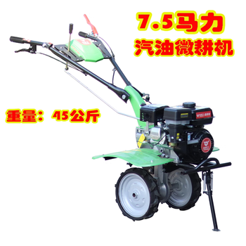 Diesel micro tillage machine, gasoline small multi-functional household tillage tillage machine, agricultural rotary tillage loosening soil plowing machine, gasoline 7.5 horsepower + wheel + rotary tiller blade