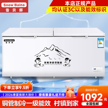 Xuebeina freezer commercial large capacity full freezing home dual temperature horizontal freezer display cabinet 798 single temperature intelligent temperature control level 1 energy efficiency