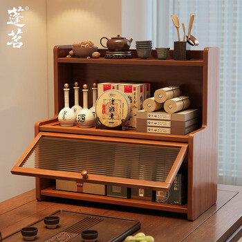 Pengming desktop tea cup storage rack tea room small ancient rack table tea set teapot display rack tea table display stand tea set storage rack with cabinet door 50cm