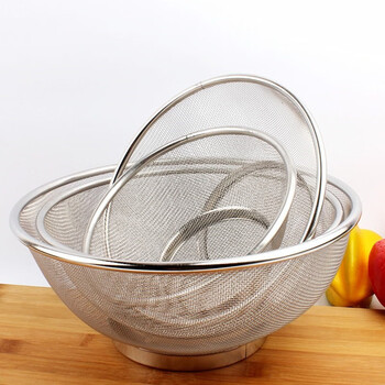 Huicheng huitong non-magnetic stainless steel round fruit basket rice basket/washing basin/filter basket/multi-purpose drain basket/drain sieve 18cm round drain basket
