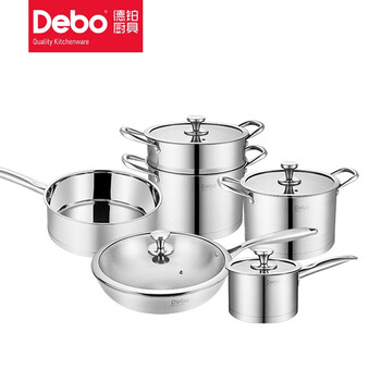 Debo steamer soup pot milk pot wok frying pan deep pot knife stainless steel kitchenware 13-piece set waldenburg