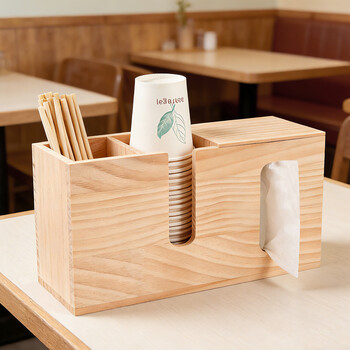 Dining general multifunctional solid wood chopstick tube chopstick box commercial restaurant tissue box hotel hotel storage box chopstick rack chopstick cage solid wood chopstick box-large