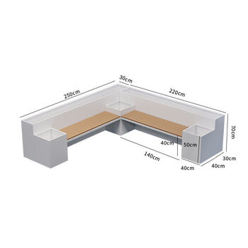 Courtyard stainless steel flower box and stool combination, outdoor leisure seat, terrace garden fence partition, wrought iron planter box, stool and flower box combination 250*220*70 (plastic wood + galvanized steel)
