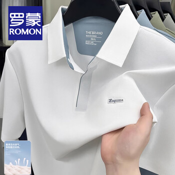 Luo meng young and middle-aged men's summer ice silk short-sleeved t-shirt business casual stretch polo shirt cool breathable lapel top white xl 52 recommended 135-150 catties