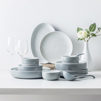 Bowei dish set household nordic tableware ceramic eating bowl creative western dishes bowl plate bowl chopsticks set 25-piece set suitable for 6 people