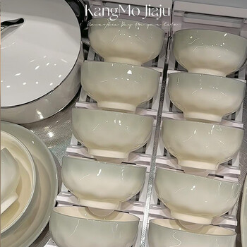 Shumang bowls, plates, tableware, home tableware, a complete set of light luxury new home-warming ceramic bowl set, bowls, dishes, chopsticks, 18 pieces for 4 people + soup bowl, gift box, 18 pieces set