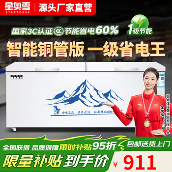 Xingaoxue first-class energy efficiency freezer commercial large-capacity horizontal freezer dual-temperature household refrigerated freezer display cabinet commercial large freezer 598 dual-temperature freezer refrigerated and frozen at the same time 1.28 meters long
