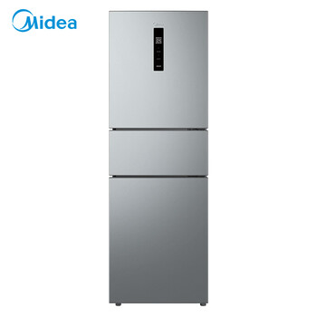 Midea 238 liter three-door refrigerator gray small air-cooled household inverter first-level energy efficiency dormitory rental trade-in small refrigerator mr-249wtpe state subsidy