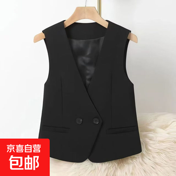 Suit vest vest slim fit spring and autumn temperament slim ladies waistcoat black sleeveless short female vest new style black 5xl recommended 155-170 catties