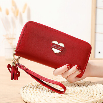 Simple cloth women's wallet metal bee long european and american style small fresh student change multi-functional buckle mobile phone wallet red