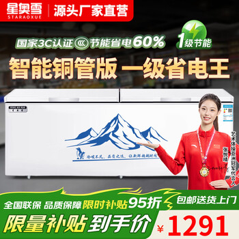 Xingaoxue first-class energy efficiency freezer commercial large-capacity horizontal freezer dual-temperature household refrigerated freezer display cabinet commercial large freezer 1288 single temperature intelligent copper tube first-class energy efficiency 2.0 meters long and wide