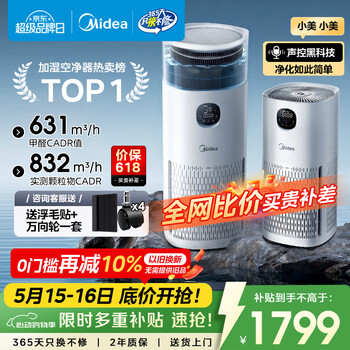 Midea formaldehyde pollen removal r8 air purifier price guarantee 618 humidification all-in-one rhinitis household formaldehyde digital display smoke smell and odor allergen cat hair suction air purifier