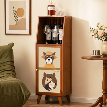 Old bamboo craftsman sideboard integrated wall-mounted kitchen multi-functional storage rack tea storage tableware cupboard storage cupboard wine cabinet