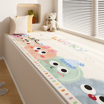 Second floor children's room cartoon bay window mat window sill mat 2026 new four-season non-slip balcony mat can be cut and customized sweet fun pom-poms - standard 0.7 cm thick customized shot (please consult customer service first)