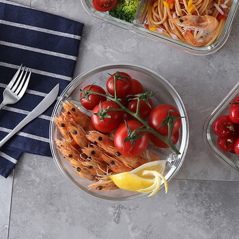 Lock&lock heat-resistant glass crisper large capacity lunch box instant noodle bowl sealed lunch box lunch box refrigerator storage box 950ml