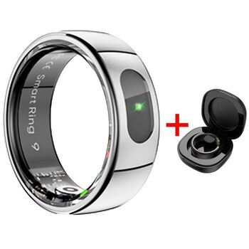 Genius smart smart ring r08 heart rate blood pressure temperature sleep touch ring monitoring wearable multi-function charging silver 10# (with charging compartment)