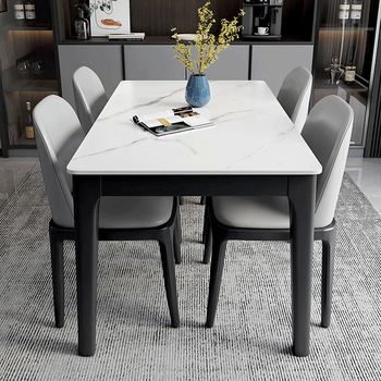 Yalixian slate dining table solid wood western dining table and chair combination modern simple small apartment new chinese style home dining table 1.3*0.8 meters single table + four chairs