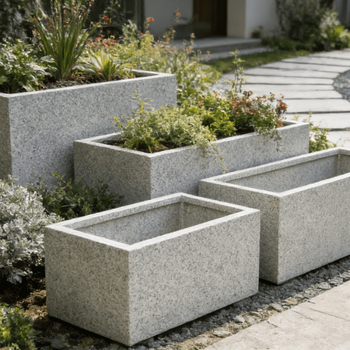Xin nong various flower boxes, outdoor flower pots, rectangular, outdoor courtyard magnesium cement balcony special flower troughs, extra large planting boxes for growing vegetables, real stone paint light gray, size length, width and height 120*30*40