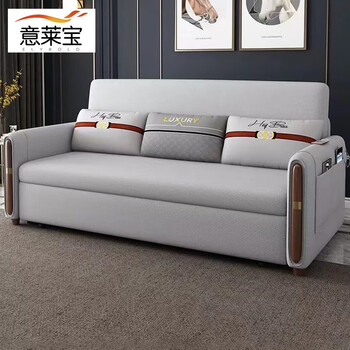 Yilaibao sofa bed nordic simple small apartment fabric cotton and linen sofa bed living room folding multi-functional sofa bed dual-purpose outer diameter 2.05m inner 1.8m with telescopic chaise coconut brown style + storage box harder/remark color