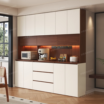 Yiyi enf grade maternal and infant grade solid wood sideboard wall-mounted integrated storage living room multi-functional storage tea and wine cabinet 1.4*2.3 meters high four-door sideboard -enf grade
