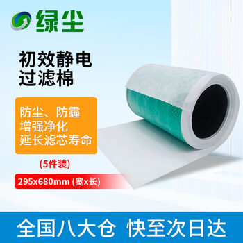Green dust filter cotton electrostatic cotton filter removes pm2.5 particulate matter dust net primary effect electrostatic filter cotton (5 pieces) no. 1