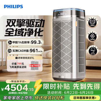 Philips (philips) air purifier removes formaldehyde, smoke smell, new house professional indoor home for pregnant women and infants, dual-fan sterilization purifier, removes mites, dust, pollen allergens ac9008