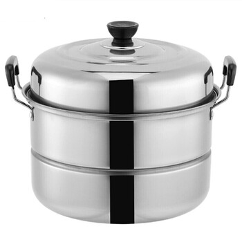 Stainless steel steamer extra large thickened large household three-layer large-capacity steamer 45 40 35 steamed buns stainless steel pot ladder pot yafu thickened 32cm double layer (two grates)