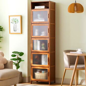 Trojan simple bookshelf floor-to-ceiling living room study bookcase multi-functional sandwich storage shelf balcony dust-proof storage storage rack changhong door six layers 43 long