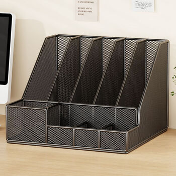 Xaoimi desktop file storage rack vertical file rack desktop storage rack a4 file box student information organizing rack black-five links + pen holder upgraded density network integrated design