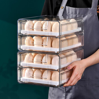 Half-life egg carton thickened egg storage box refrigerator crisper kitchen storage box double-layer drawer-type crisper egg compartment refrigerator freezer box egg tray egg storage box egg carton double-layer 32 compartments