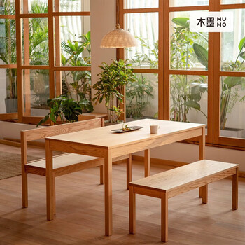Mumo qingjian series square table modern simple red oak cherry black walnut solid wood table small restaurant study room red oak 135cm