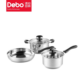 Debo debo platinum stainless steel pot and soup pot set 3 pieces