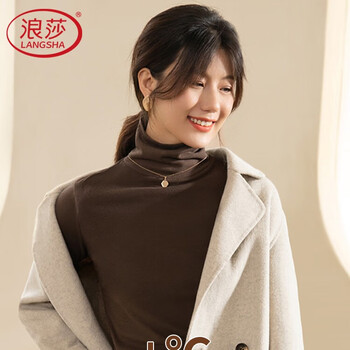 Langsha de velvet turtleneck bottoming shirt for women 25 autumn and winter new thickened antibacterial pile collar women's long-sleeved warm bottoming top