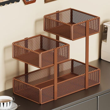 Xaoimi desktop storage rack storage dining table snack rack countertop multi-layer coffee table tea bag organizer water cup porch storage box brown-desktop snack rack integrated design