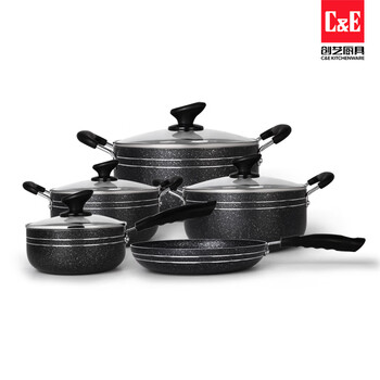Chuangyi pot set, different capacity soup pot, frying milk pot, kitchen supplies, household 7-piece set