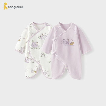 Tongtai (tongtai) baby jumpsuit spring and autumn pure cotton newborn clothes baby butterfly crawling suit monk suit purple 59cm