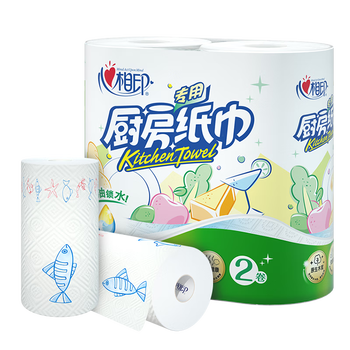 Xinxiangyin kitchen paper towels, oil-absorbing paper, absorbent oil-absorbing paper for frying, kitchen paper, oil-absorbing paper, kitchen roll, 2 layers, 75 pieces*2 rolls