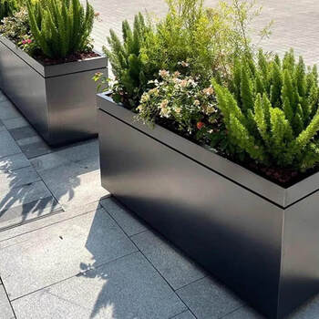 Thickened stainless steel flower box combination outdoor flower pond fence outside rectangular flower pot hotel partition municipal flower trough b type dark gray length 150*width 40*height 50cm