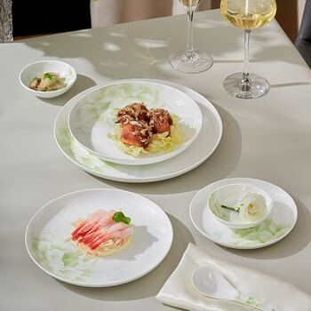 Huaguang national porcelain high-end bone china tableware with antibacterial glaze and colorful dishes set, national color and heavenly fragrance, 20 pieces for 4 people