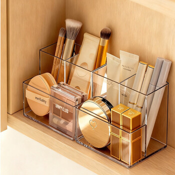 Fan yejia's 2 mirror cabinet storage boxes cosmetics desktop compartment organizer skin care product powder puff lipstick storage rack