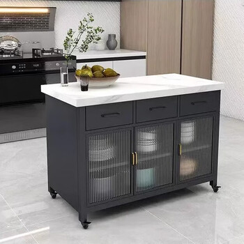 Center island kitchen nordic open marble sideboard integrated dining table removable island storage cooking table size customization