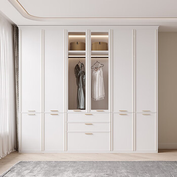 Oppolia customized wardrobe light luxury simple solid wood wardrobe bedroom cloakroom swing door wardrobe whole house customized furniture cabinet customized gold the actual payment can be deducted from the equal amount.